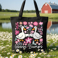 Funny Goose Bumps Floral Canvas Tote Bag, Sarcastic Goose Gift Shopper