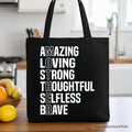 Inspirational Mom Tote Bag, Definition Gift Shopper for Brave and Thoughtful Mothers