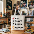 Eat Sleep Anime Repeat Tote Bag, Funny Gift Shopper For Anime Lover