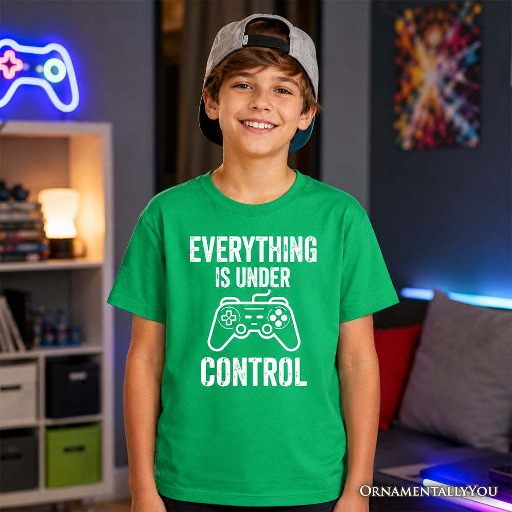 Kids Everything Is Under Control Gamer T-Shirt, Funny Youth Video Game Controller Tee