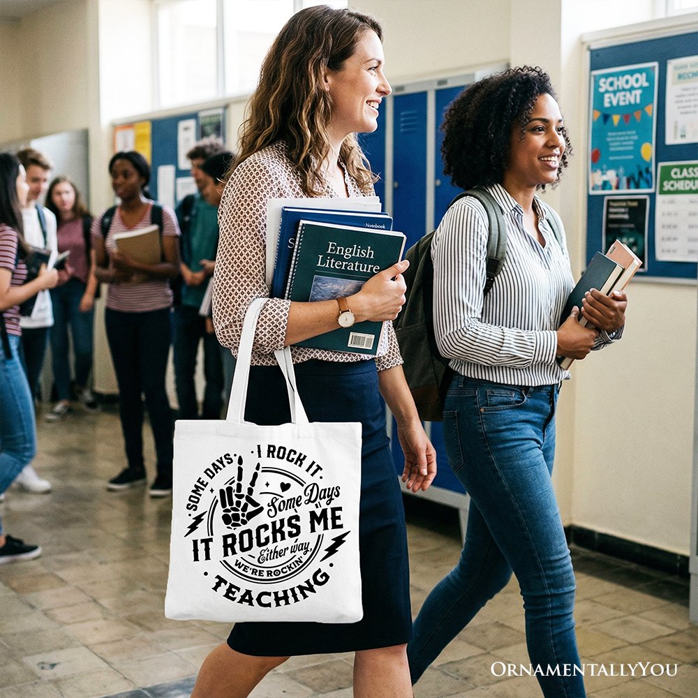 Some Days I Rock It Some Days It Rocks Me Tote Bag, Funny Gift Shopper for Fun Teachers