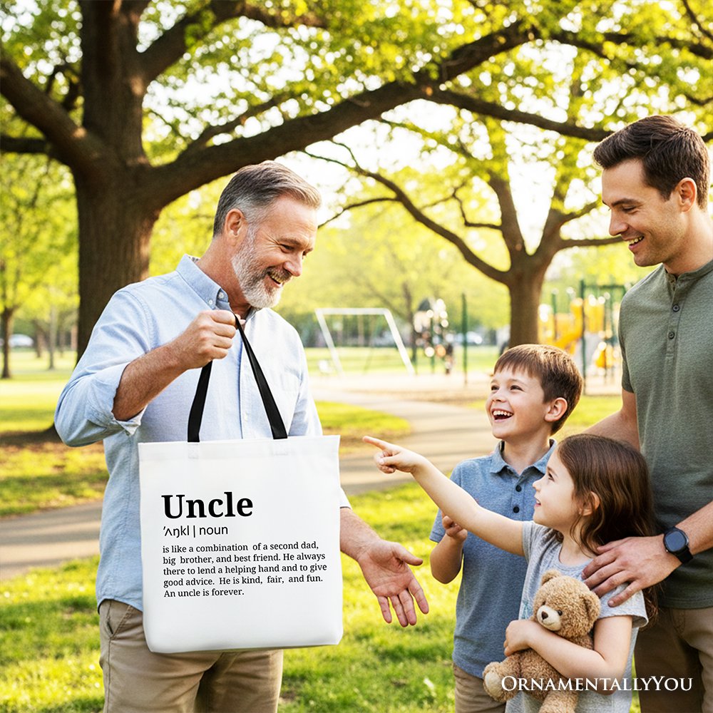 Uncle Definition Canvas Tote Bag, Funny Family Gift Shopper