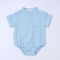 HeyPeacock Baby Romper, 100% Muslin Cotton, Boy (Blue)