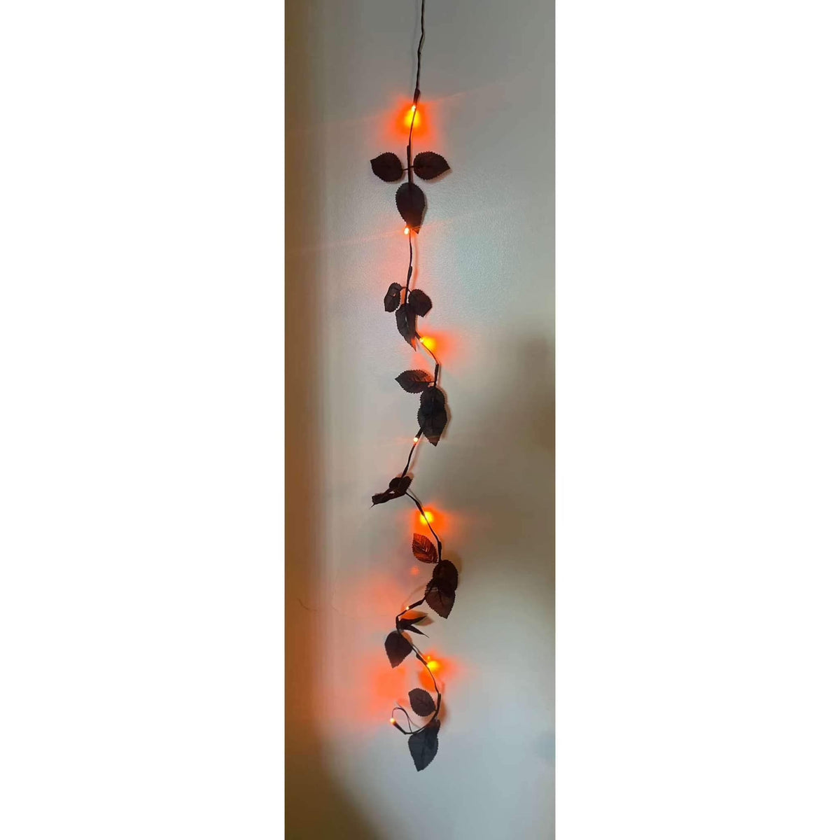 Seasonal Specialties Black Leaf Led Garland Lights Halloween Orange Lights.