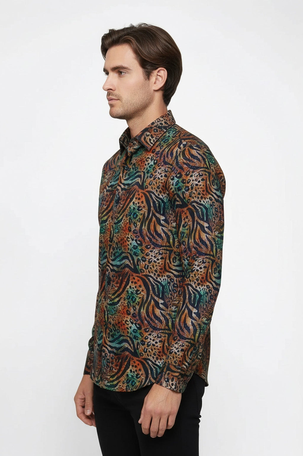 Animal Patterned Long Sleeves Multicolor Men Shirt - Wessi