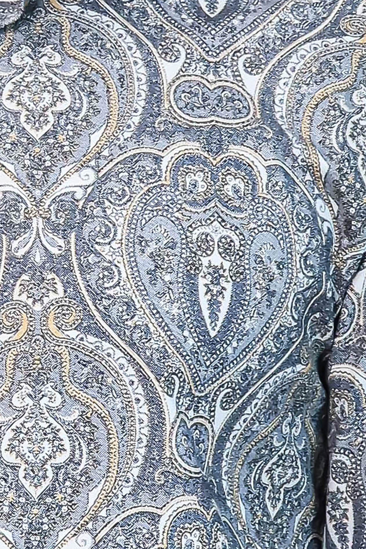 Damask Pattern Blue Slim Fit Shirt - Wessi