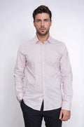 Claret Red Tiny Check Patterned Slim Fit Men Shirt - Wessi