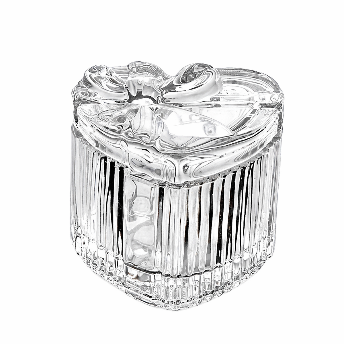 Crystal Glass Heart Storage Jar with Bowl Lid
