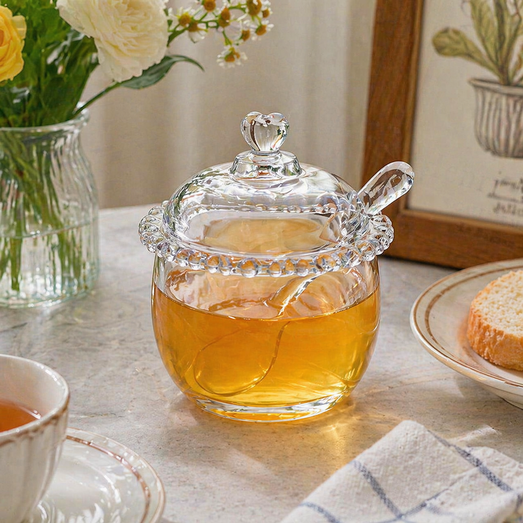 Glass Sugar Jar with Spoon