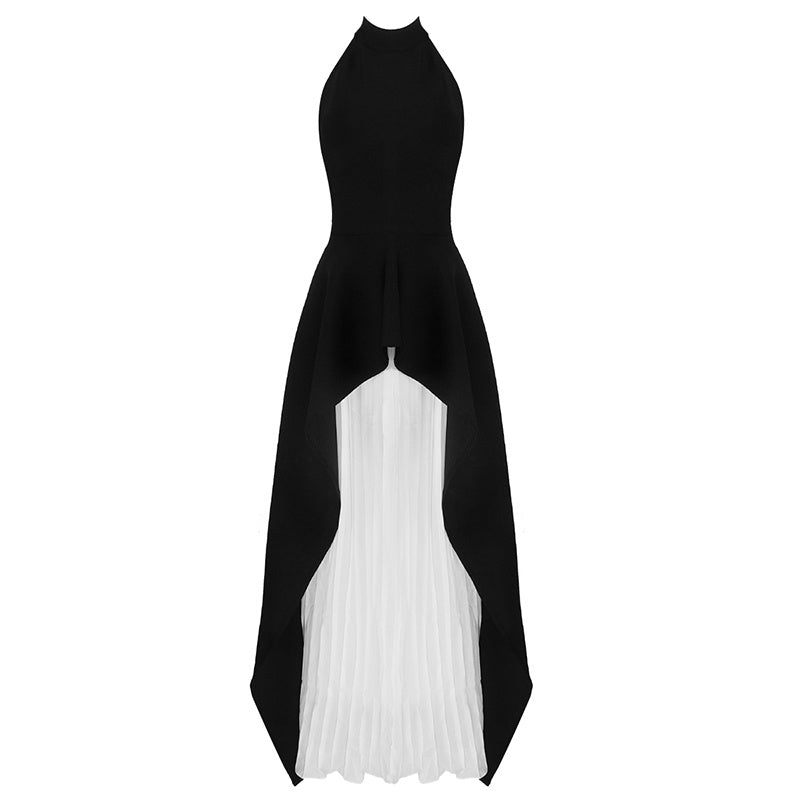 C2247 Backless sleeveless O-neck pleated Women's  Dress