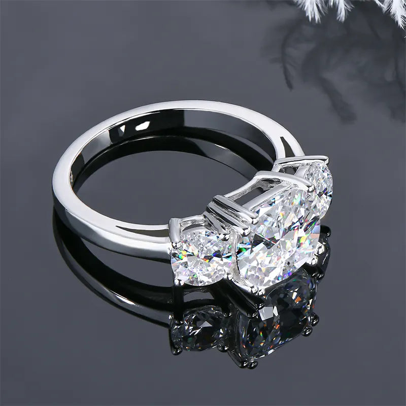 3.5 Carat Sparkala™ Three-Stone Ring (Platinum over Fine Sterling Silver)