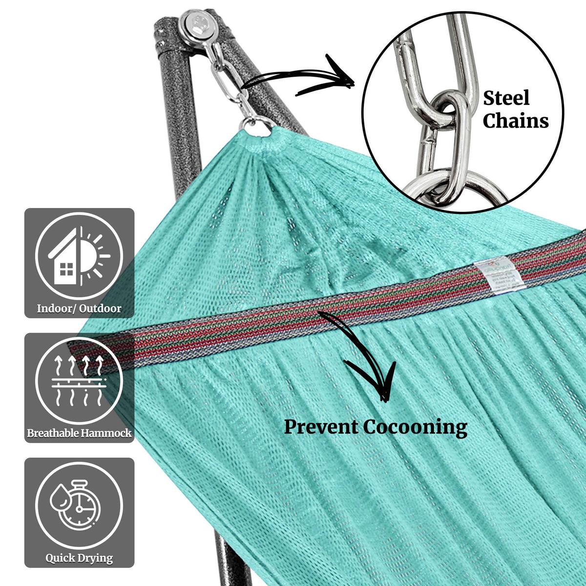 Tranquillo Universal Hammock with Medium Size Stands for Ultimate Relaxation - Ideal Universal Hammock Stands - Medium Size