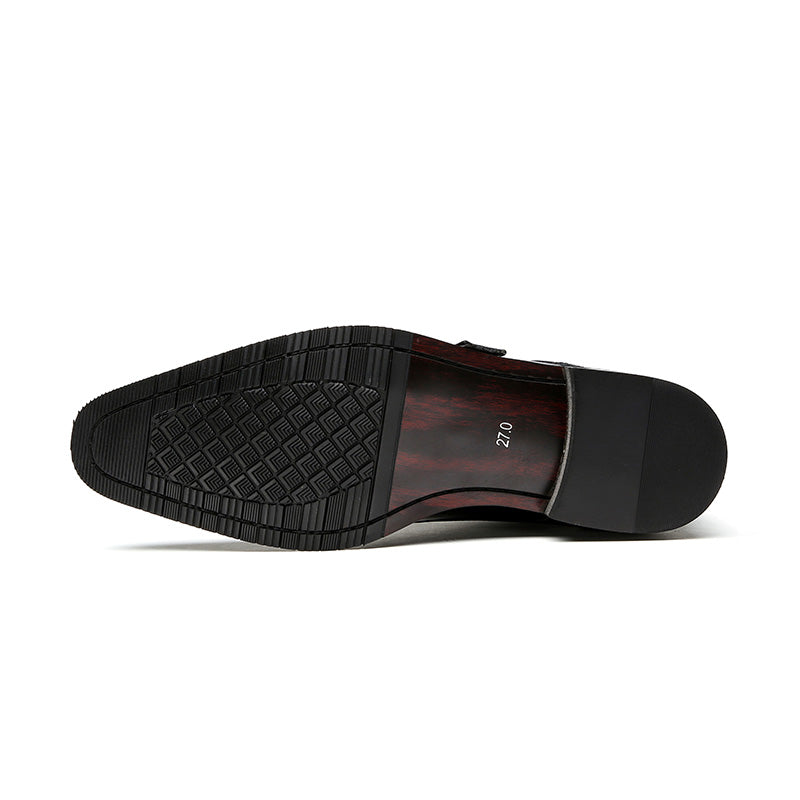 British Style Monk Strap Leather Shoes Men's