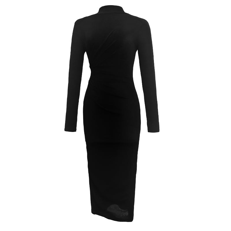 Pleated Long Sleeve Dress Women's