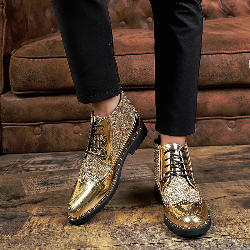 Boots Gold Wedding Dress Shoes Men's