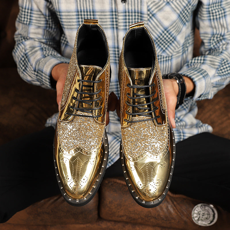Boots Gold Wedding Dress Shoes Men's