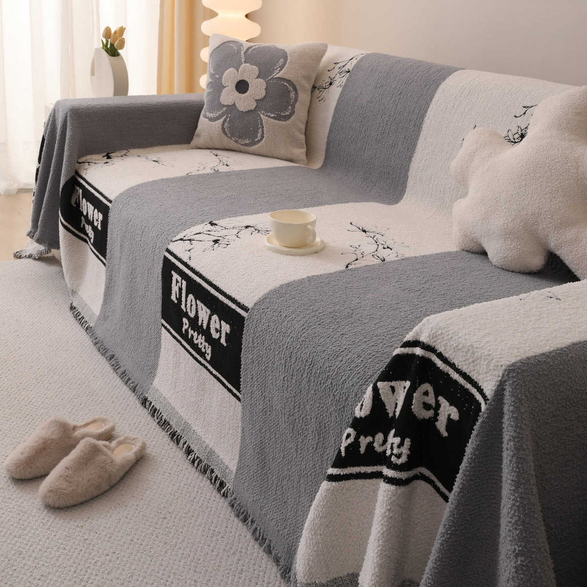 Luxury Cozy Cotton Sofa Blanket Cover Furniture Slipcovers for Most Shape Sofas