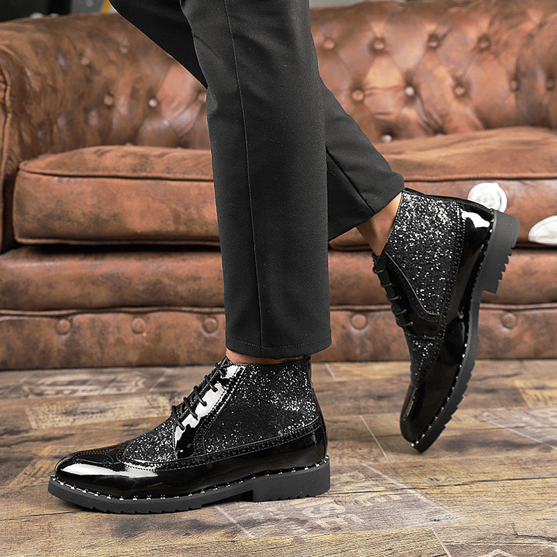 Boots Gold Wedding Dress Shoes Men's