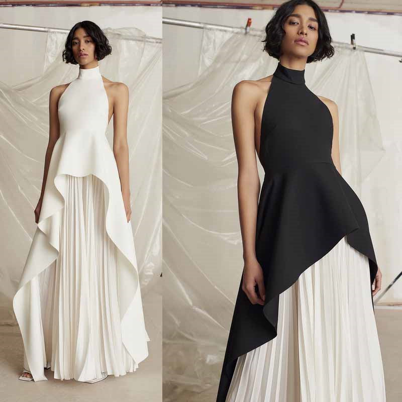 C2247 Backless sleeveless O-neck pleated Women's  Dress