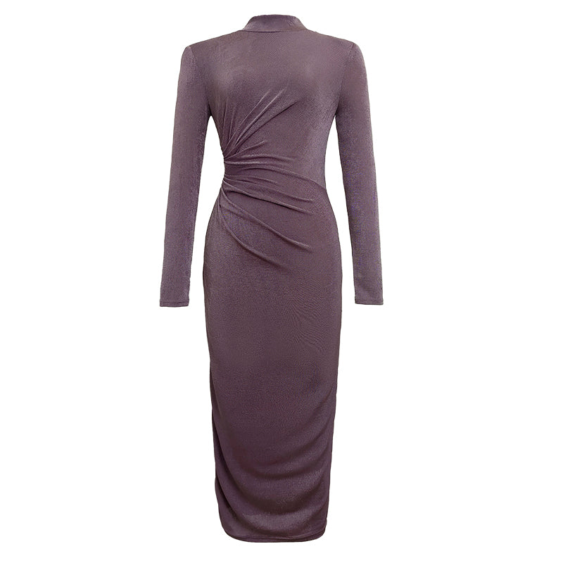 Pleated Long Sleeve Dress Women's