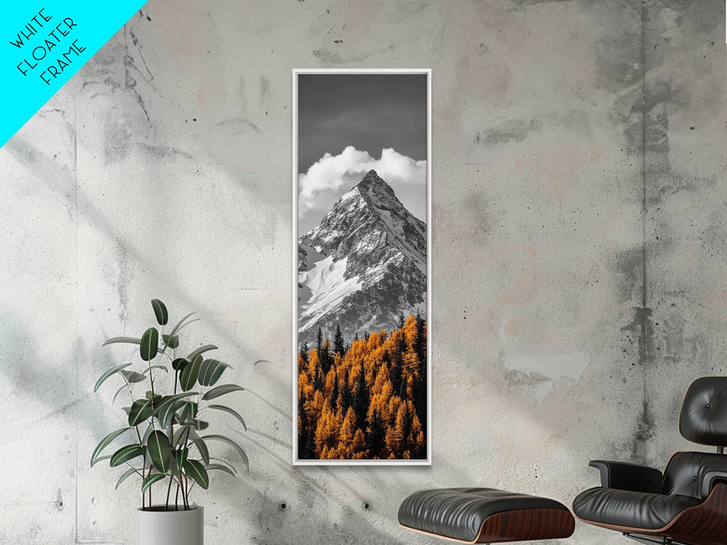 Majestic Peak, Autumn Trees, Nature Mountain Scene, Framed Canvas Print, Rustic Wall Art, Cabin Decor, Adventure Vibes, Fall Landscape Art