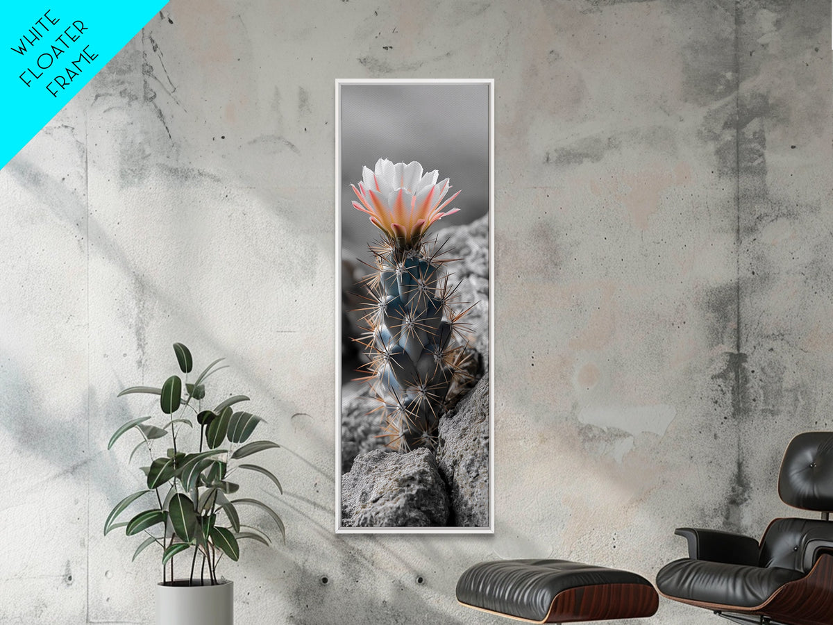 Cactus Bloom Desert Art Framed Canvas Print | Southwest Wall Art | Wildflower Painting | Botanical Prints | Boho Art | Nature Decor | Gift Idea
