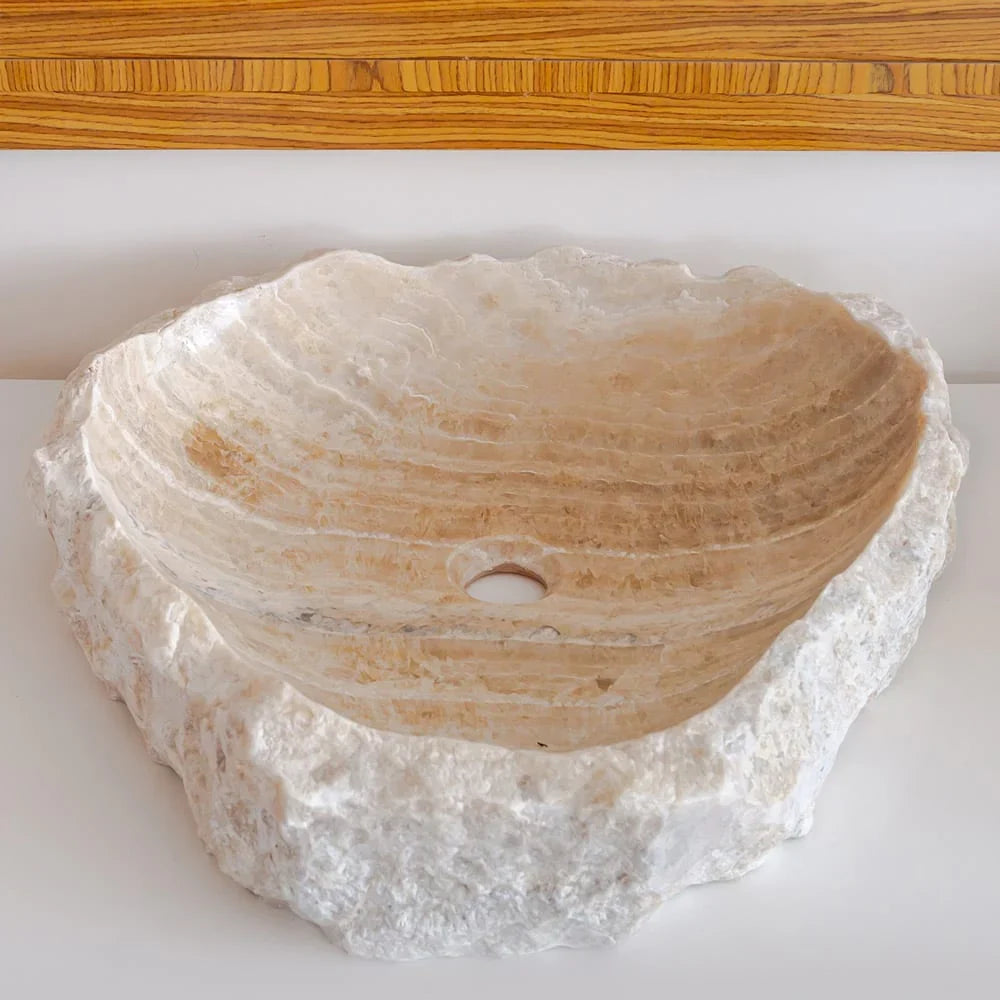 Honey Onyx Translucent Rustic Natural Stone Above Vanity Bathroom Sink