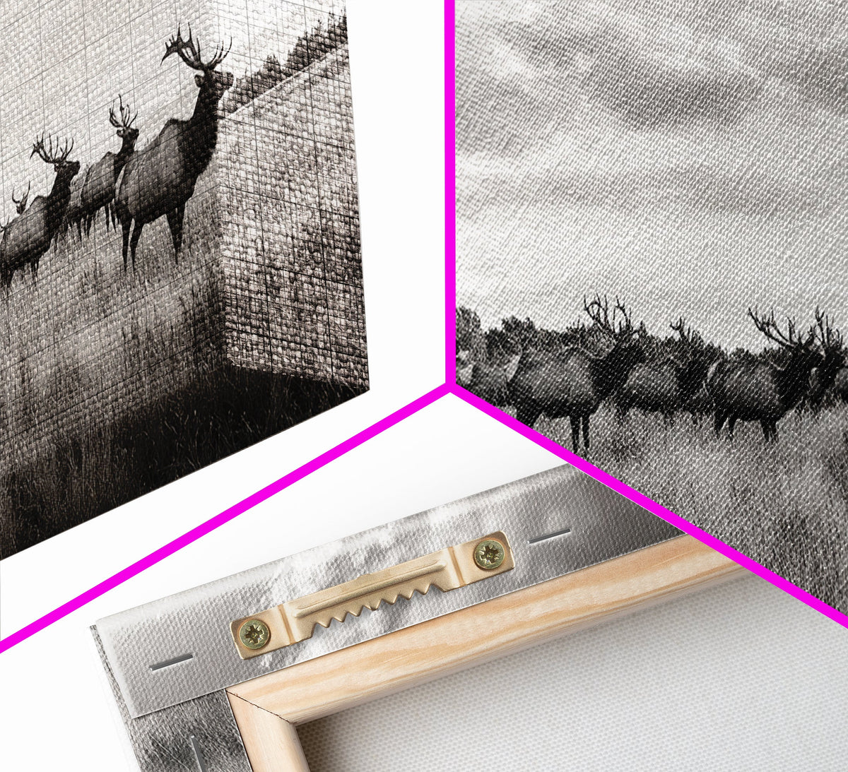 Elk Herd, Prairie Wildlife, Autumn Nature, Rustic Landscape, Framed Canvas Print, Western Wall Decor, Cabin Art, Living Room Print
