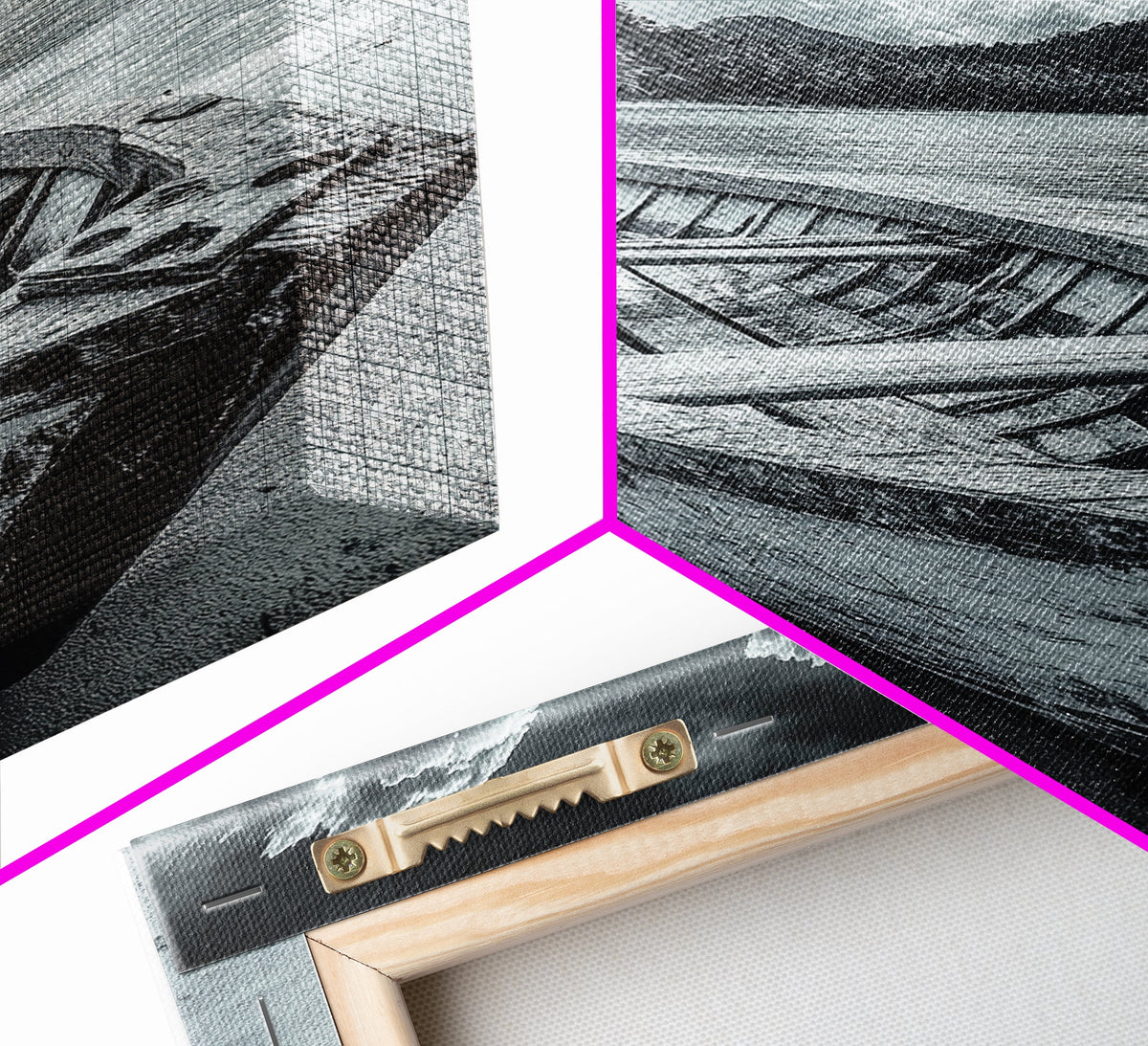 Abandoned Rowboat, Tropical Coastline, Vintage Travel Vibes, Black and White Canvas Print, Beach House or Coastal Living Wall Art