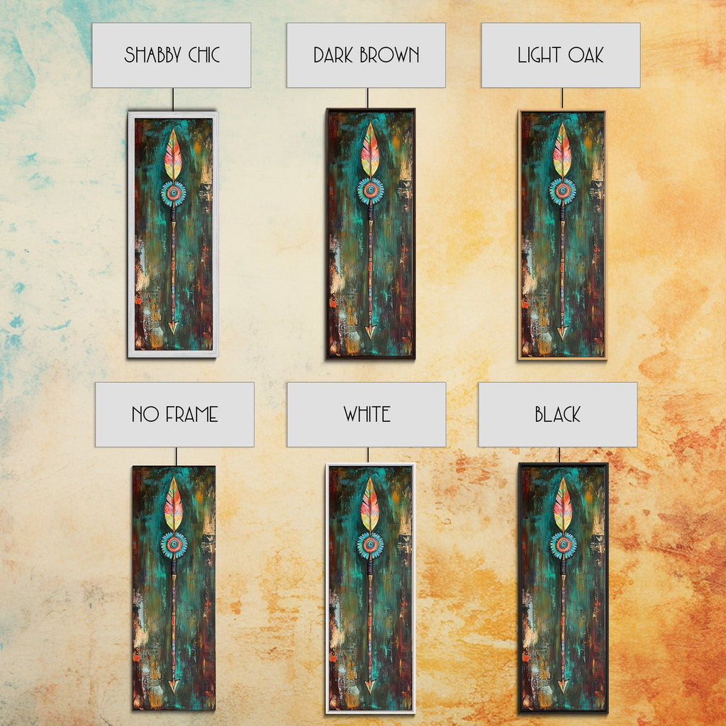 Tribal Arrow Art Canvas Print Southwest Wall Art Boho Decor Tall Narrow Art Rustic Wall Art Above Bed Wall Art