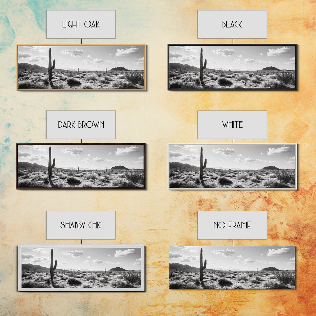 Desert Cactus, Joshua tree art, southwest wall art, extra wide art, wabi sabi art, rustic wall art, framed canvas print, panoramic art