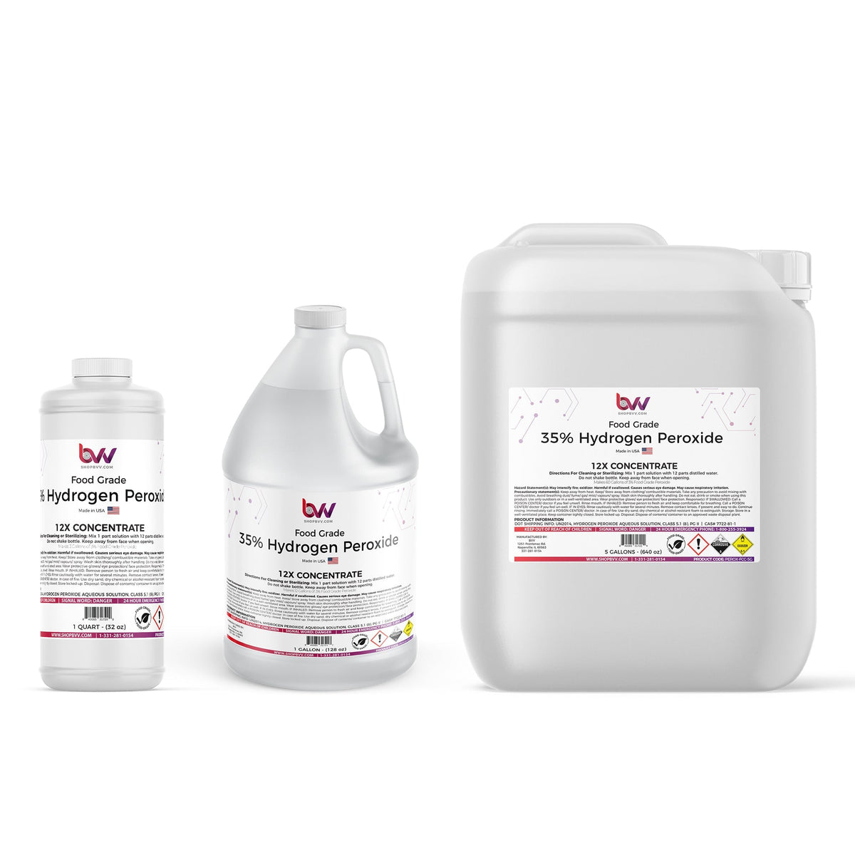 BVV™ 35% Food Grade Hydrogen Peroxide H2O2 (Food Grade) - 15 Gallons