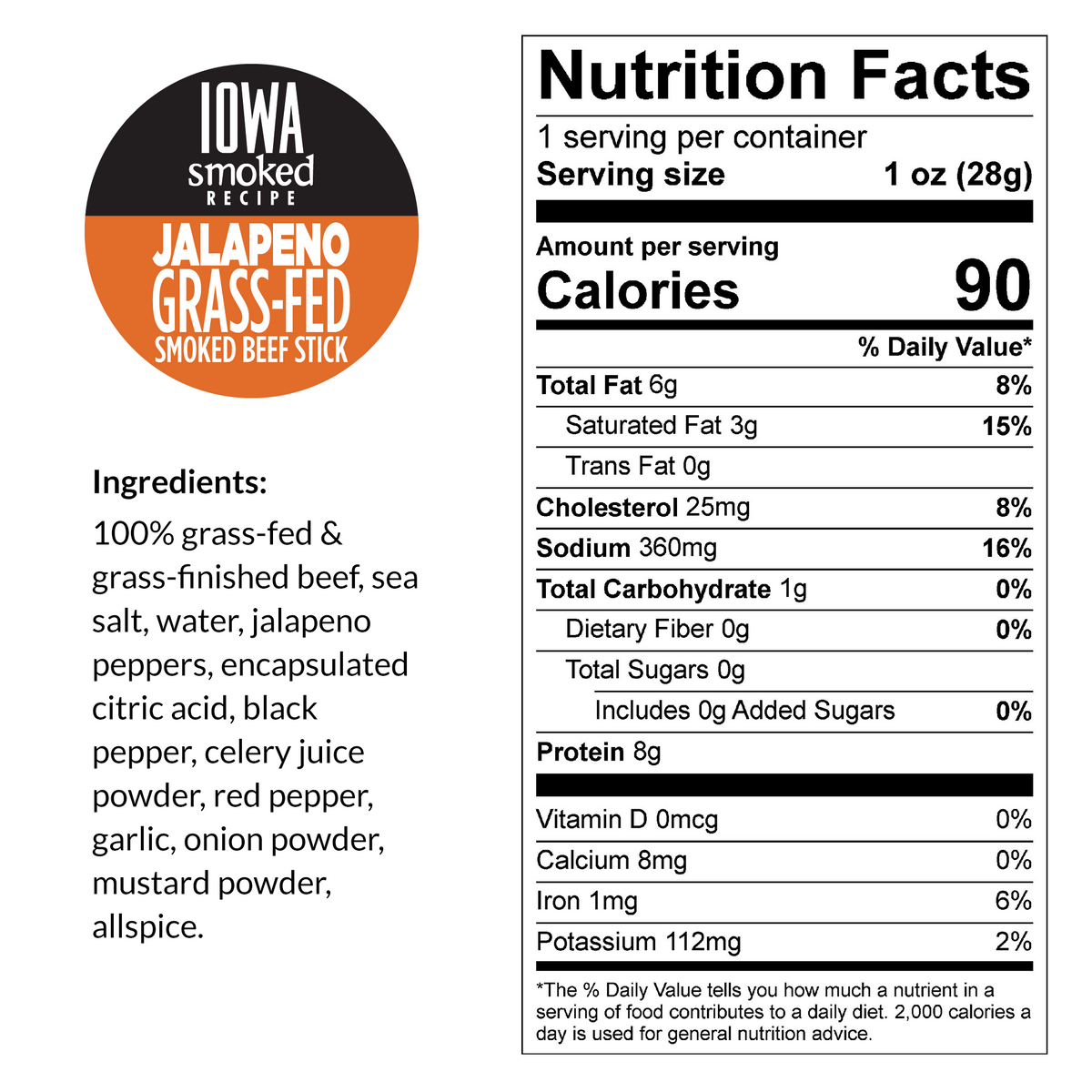 Jalapeno, Iowa Smoked Recipe, 100% Grass-Fed Beef Bites, 8-oz Packages