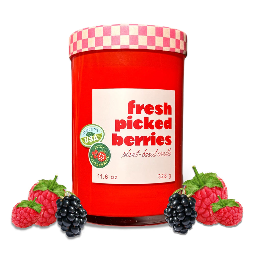 Fresh Picked Berries Farmers Market Glass Candle