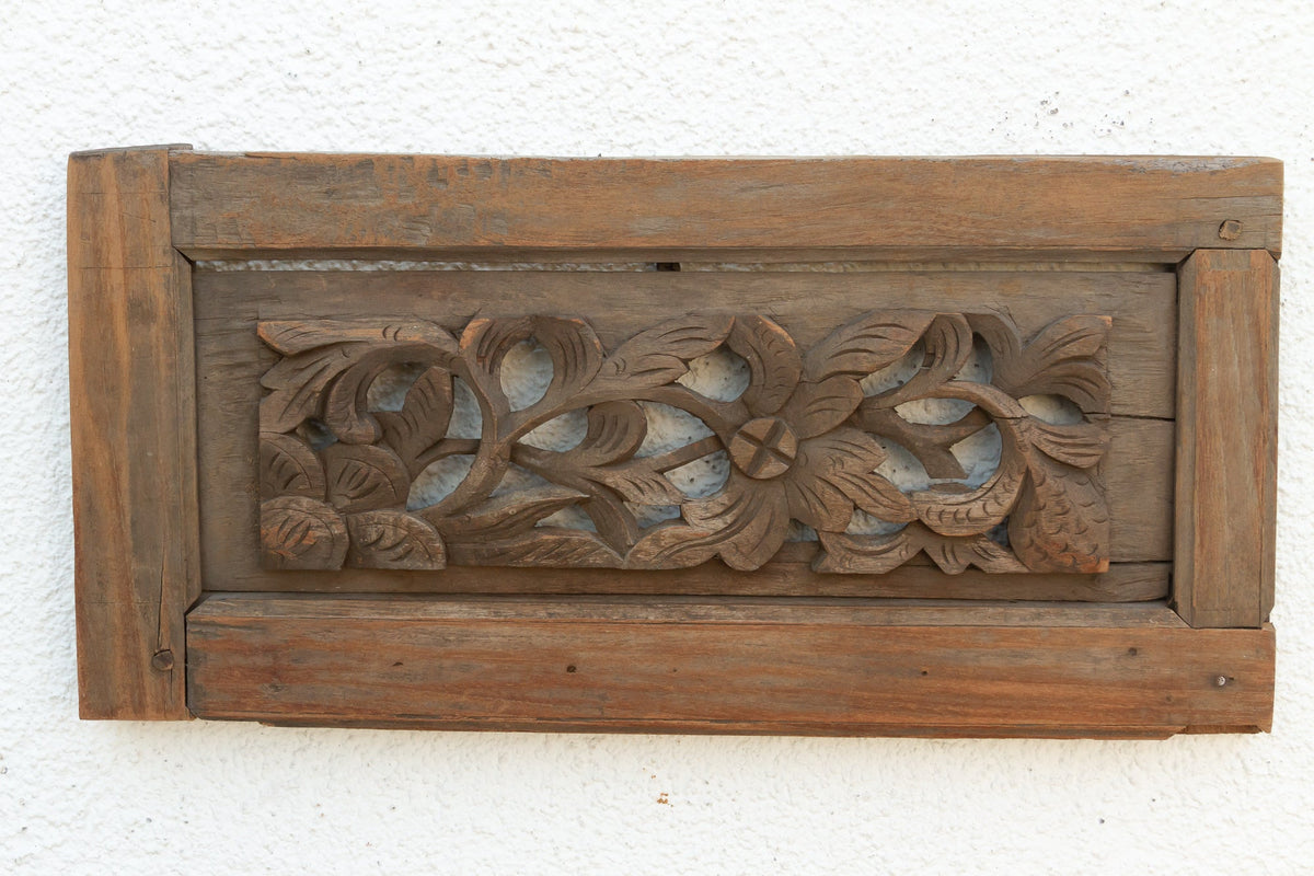 Hand-Carved Asian Architectural Panel