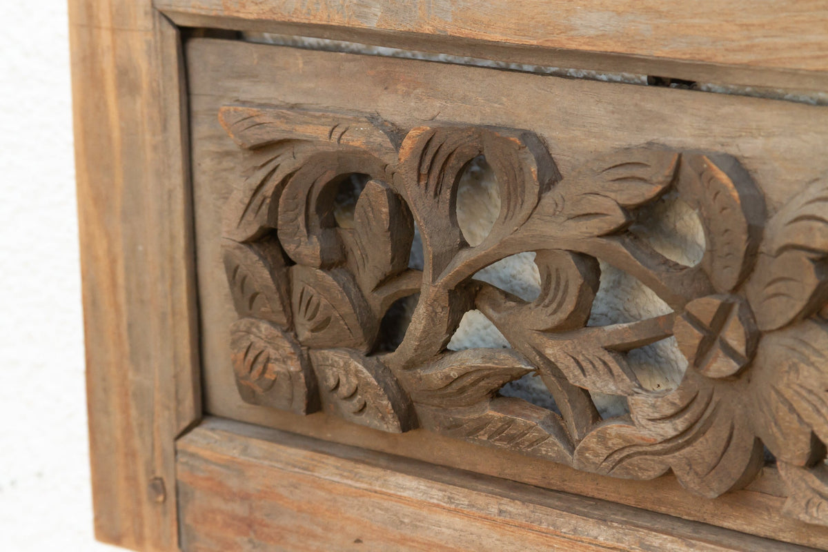 Hand-Carved Asian Architectural Panel