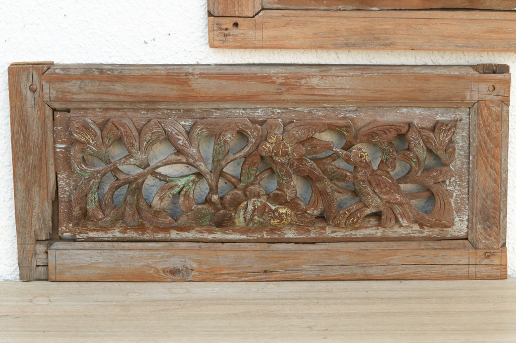 Set of 2, Carved & Painted Temple Carvings
