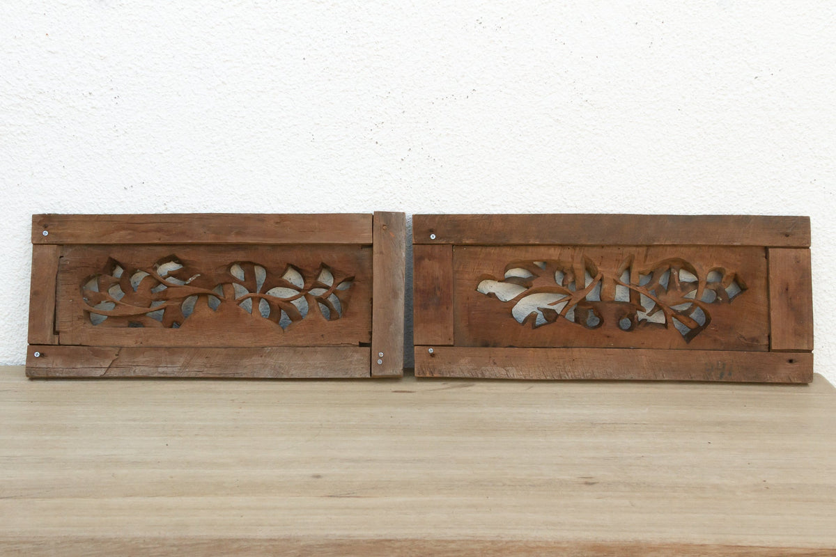 Set of 2, Carved & Painted Temple Carvings