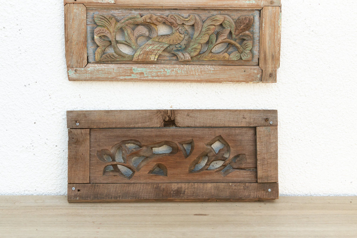 Ornate Finely Carved Asian Panels, Set of 2