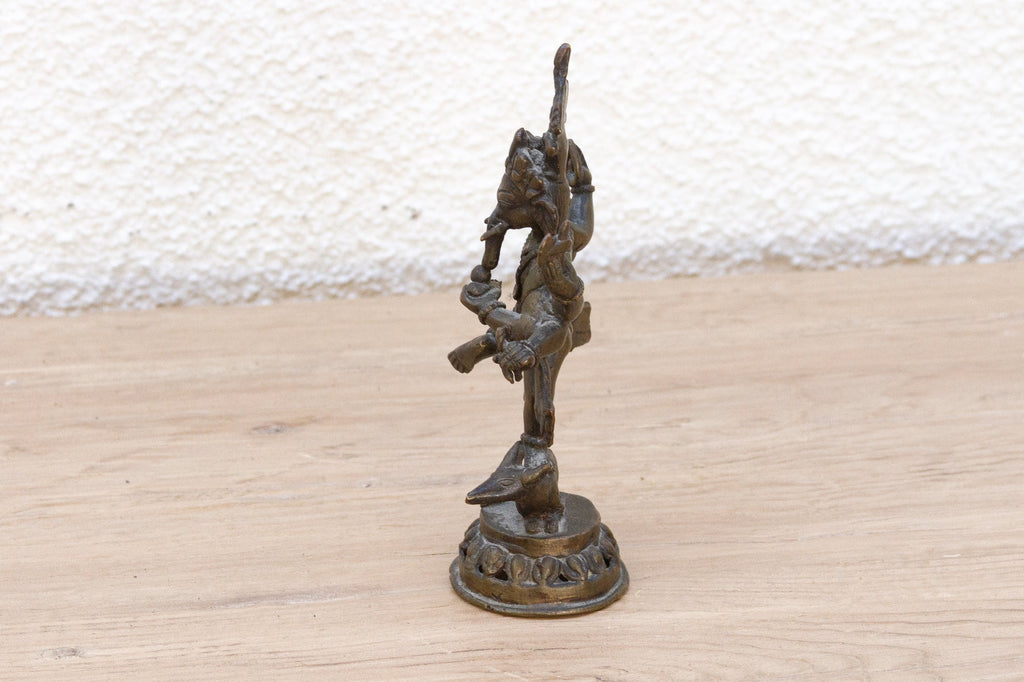 Antique Petite Brass Devotional Ganesh Figure