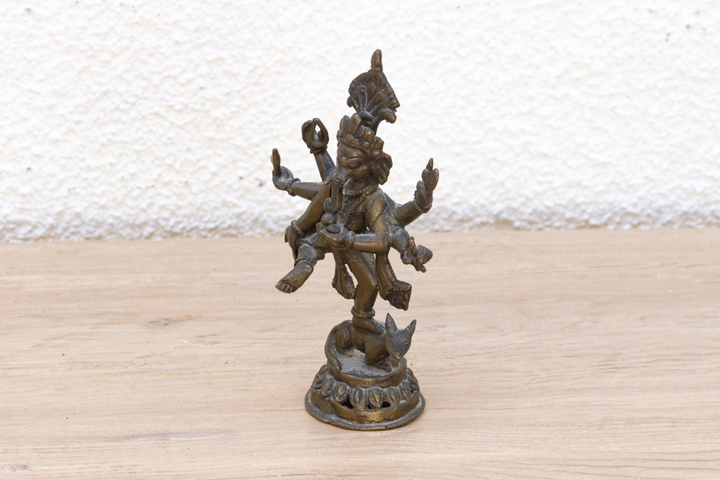 Antique Petite Brass Devotional Ganesh Figure