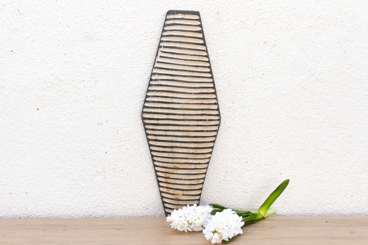 Black & White Carved African Shield