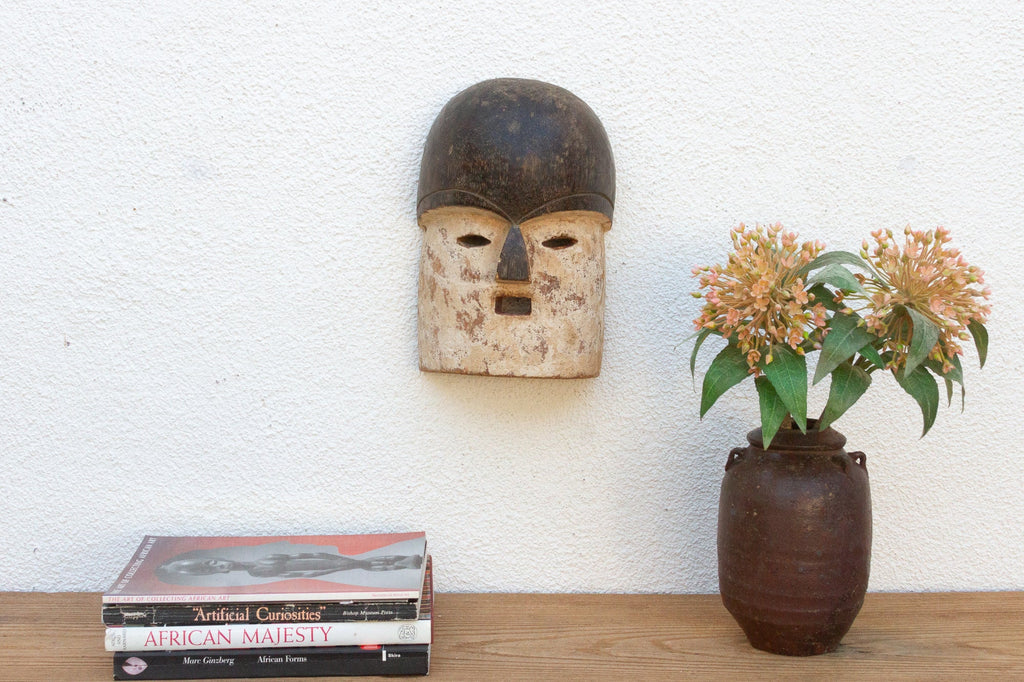 White & Black Painted African Kuma Mask