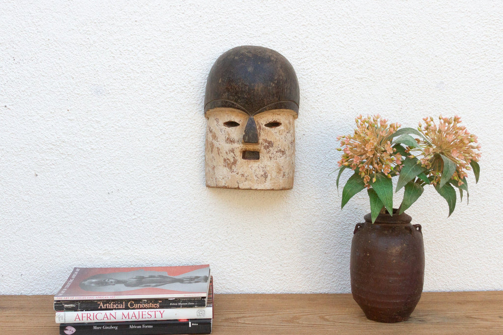 White & Black Painted African Kuma Mask