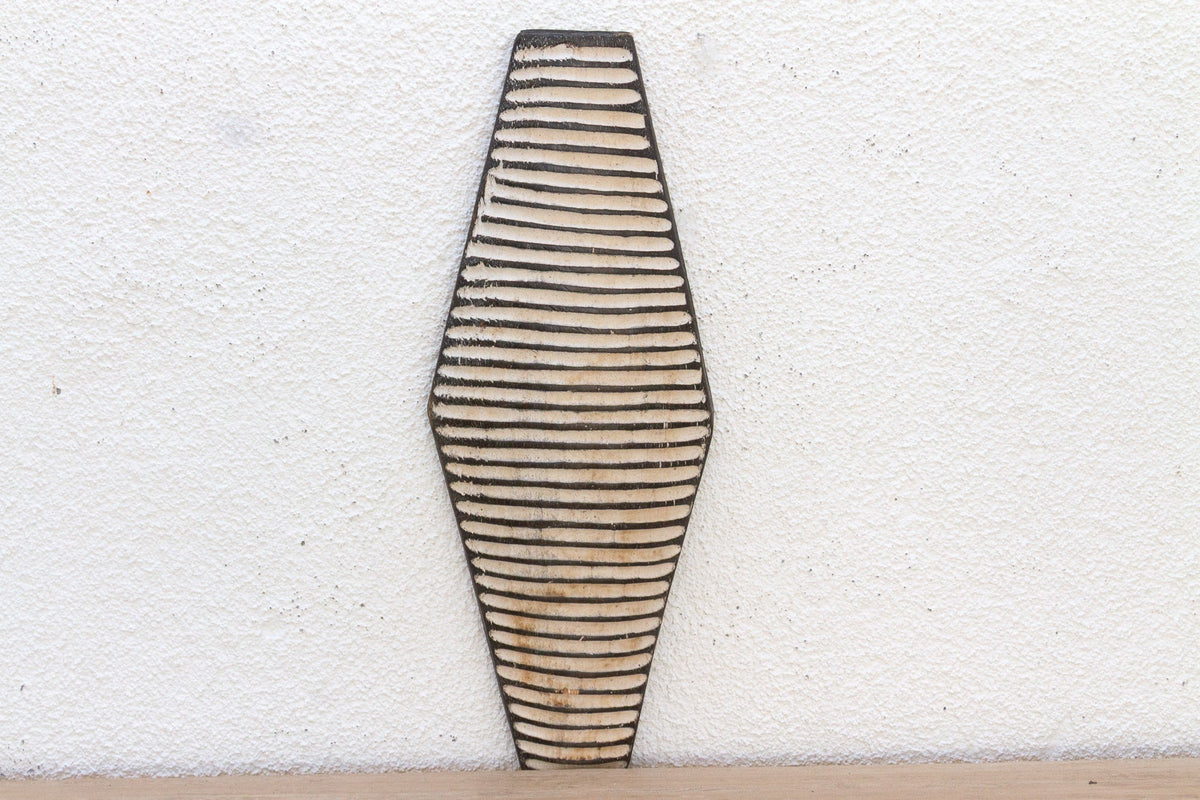Black & White Carved African Shield