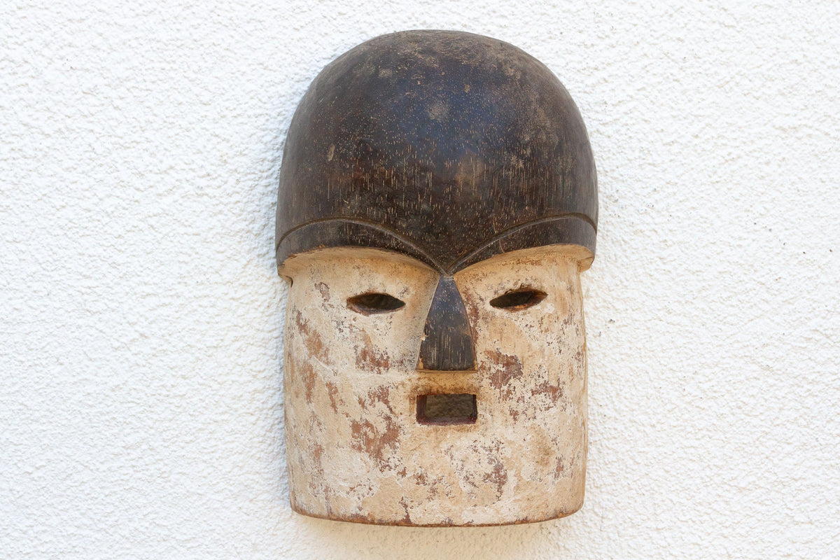 White & Black Painted African Kuma Mask