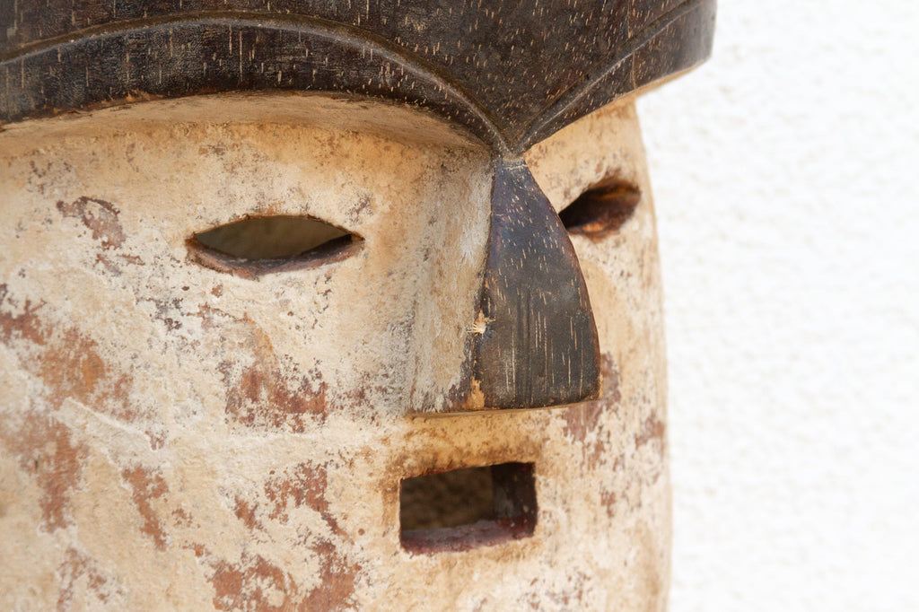 White & Black Painted African Kuma Mask