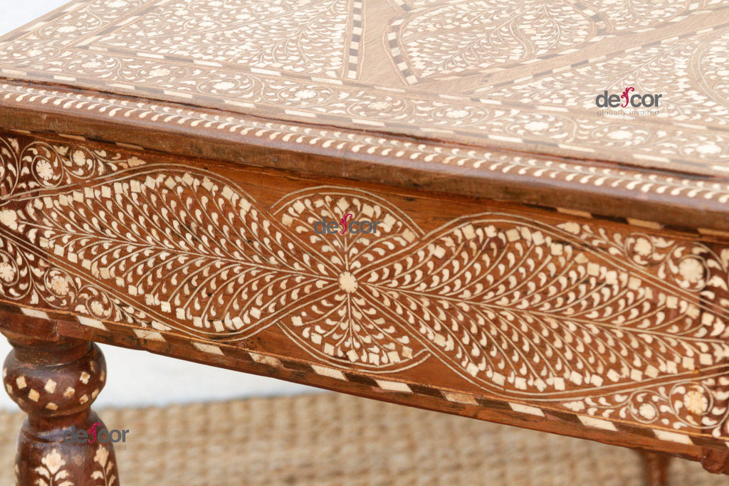 British Colonial Scalloped Inlay Design Writing Desk