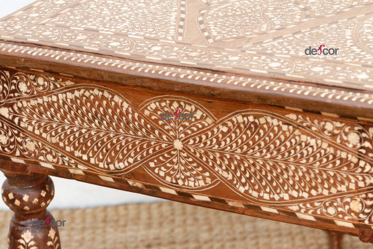 British Colonial Scalloped Inlay Design Writing Desk