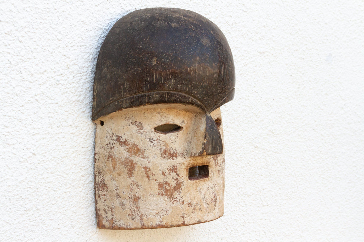 White & Black Painted African Kuma Mask